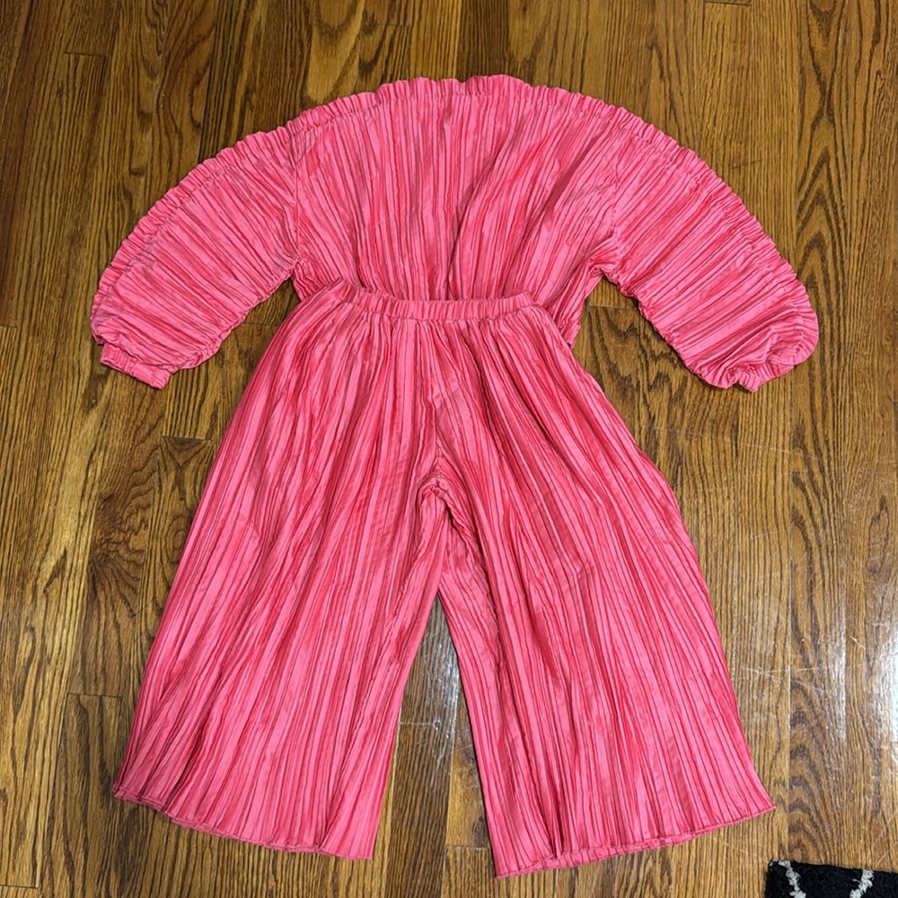 Cult Gaia Girls' Mila Satin Plissé Top and Kassie pants set size 6 $300